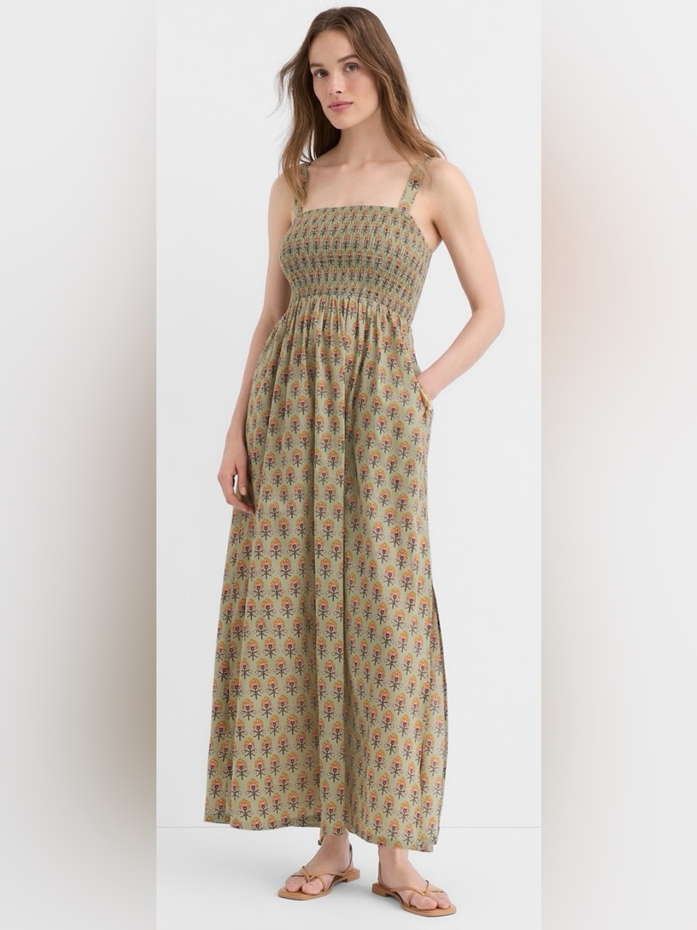 NWT Loft Beach Garden Smocked Floral Maxi, size L